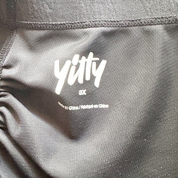 Yitty Lizzo‎ Spotlight Ruched Silver Glitter Sparkle Black Leggings Plus Size 3X - Picture 6 of 9